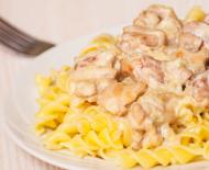 Chicken in sour cream sauce in a frying pan - you and I will love it!